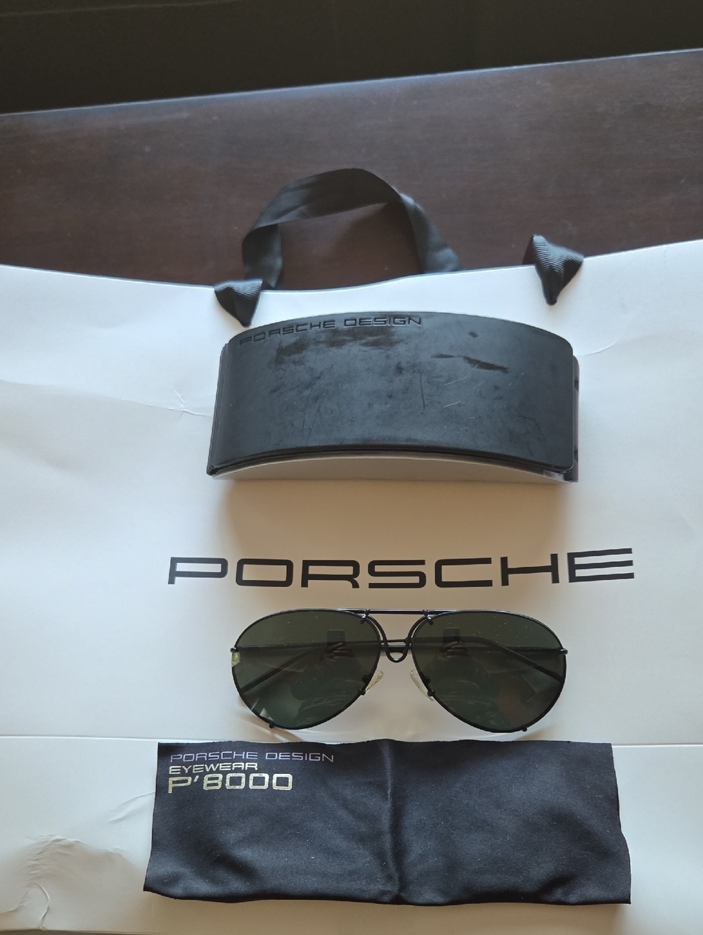 Porsche Design Black Frame Sunglasses with Green Lenses